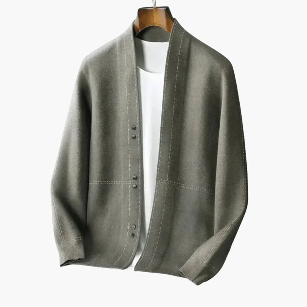 Men's Open Front Cardigan with Structured Stitch Detailing - Wilfred Smith