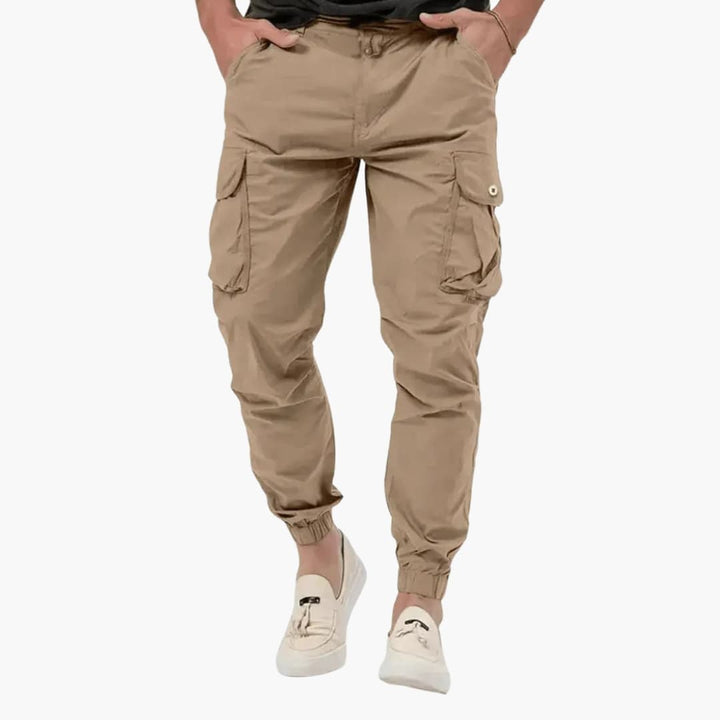 Men’s Cargo Joggers with Elastic Hem and Side Pockets