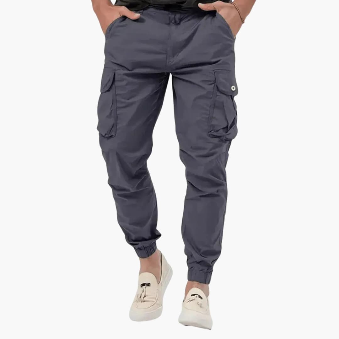 Men’s Cargo Joggers with Elastic Hem and Side Pockets