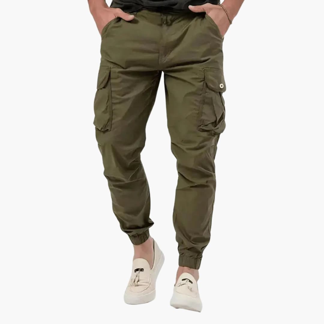 Men’s Cargo Joggers with Elastic Hem and Side Pockets
