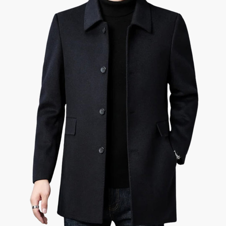 Men’s Coat with Button Closure and Classic Collar