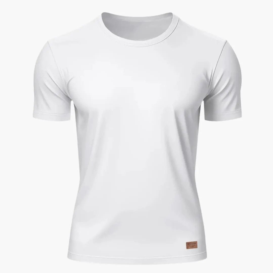 Men's crew neck short sleeve sports T-shirt in white by Wilfred Smith
