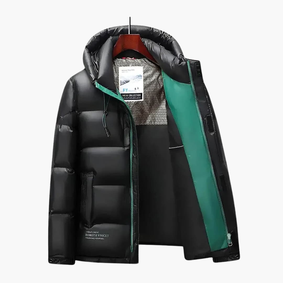 Men’s Padded Jacket with Hood and Zip Closure