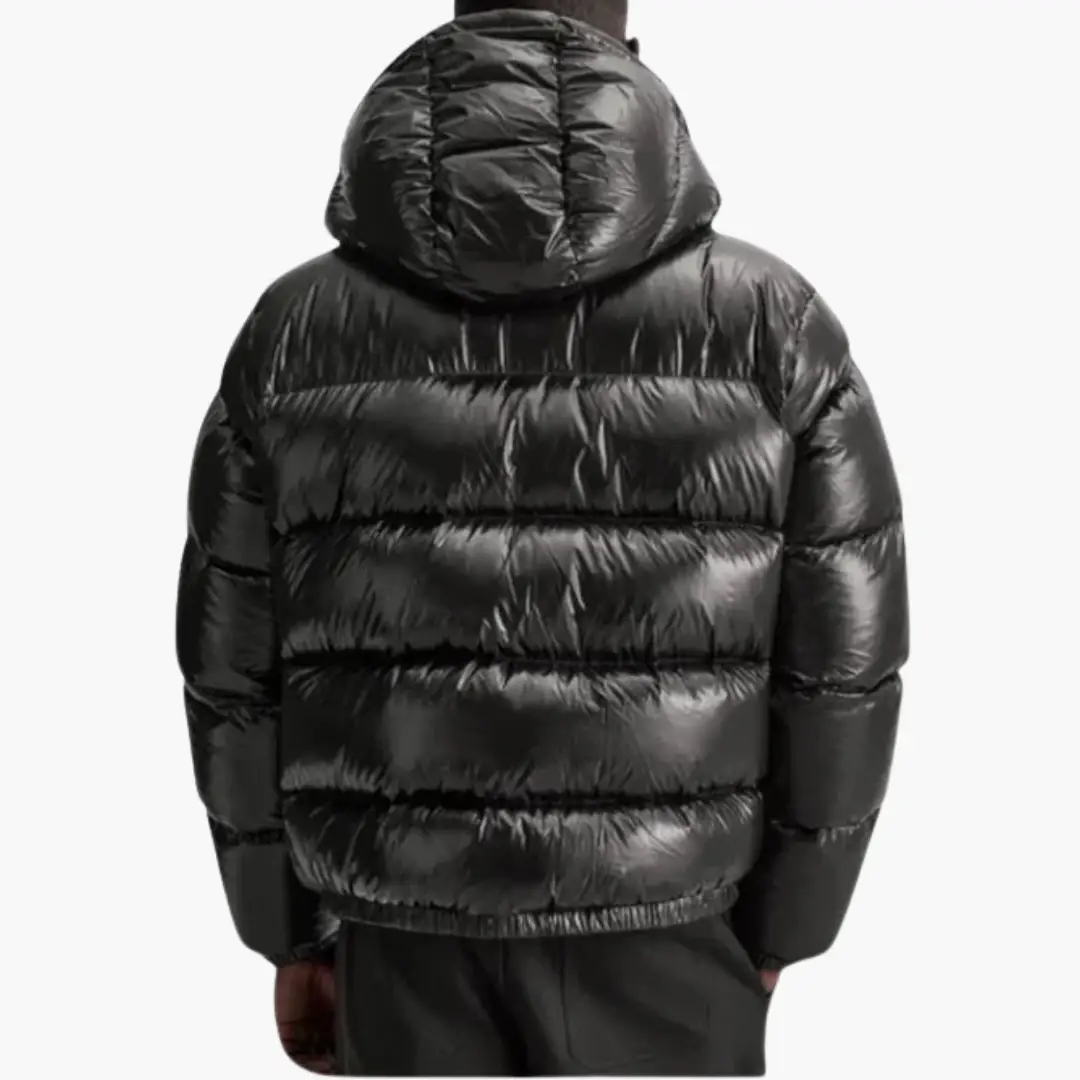 Men's Quilted Jacket by Wilfred Smith with hood and front zipper, black padded lining