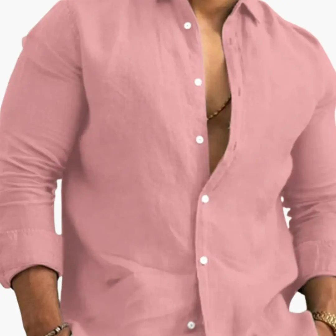 Men’s Regular Fit Long Sleeve Button-Down Shirt by Wilfred Smith in pink