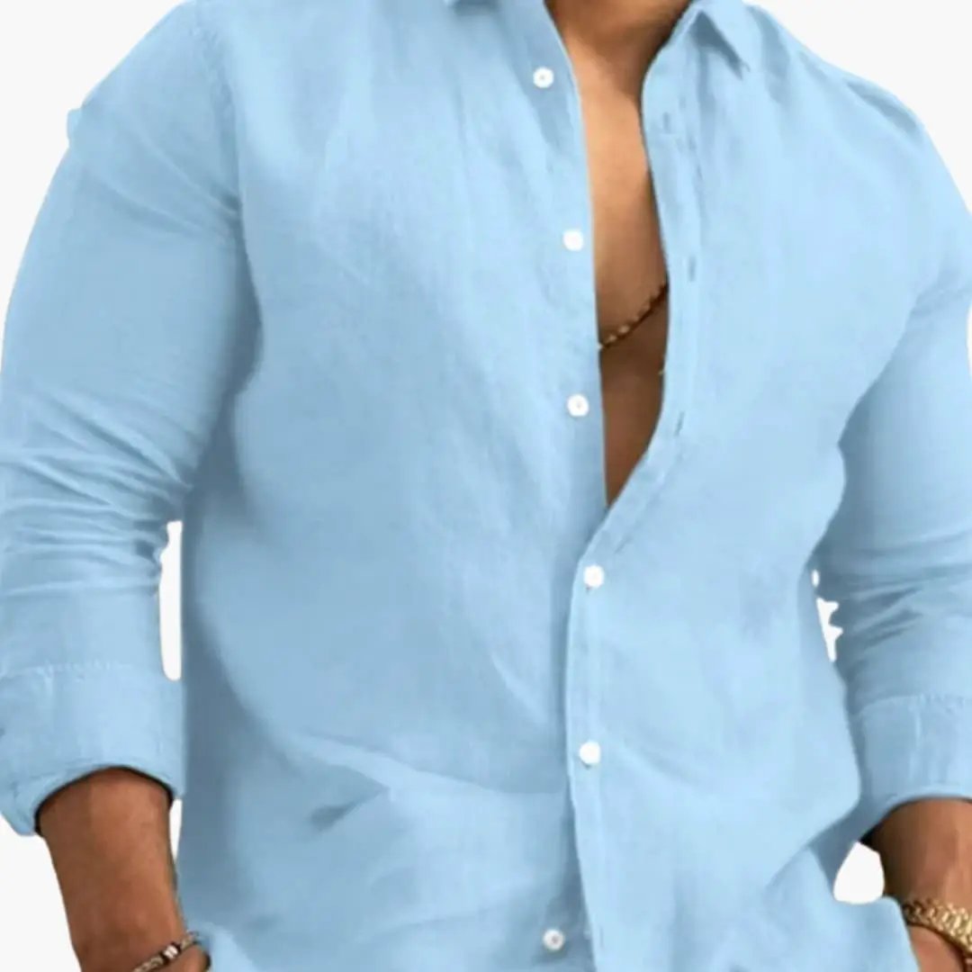 Men's Regular-Fit Long-Sleeve Button-Down Shirt in light blue