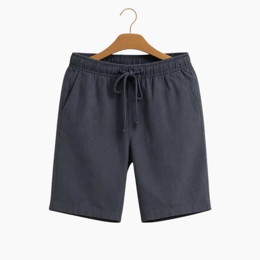 Men's jogger shorts in dark gray with drawstring and side pockets, knee-length, Wilfred Smith