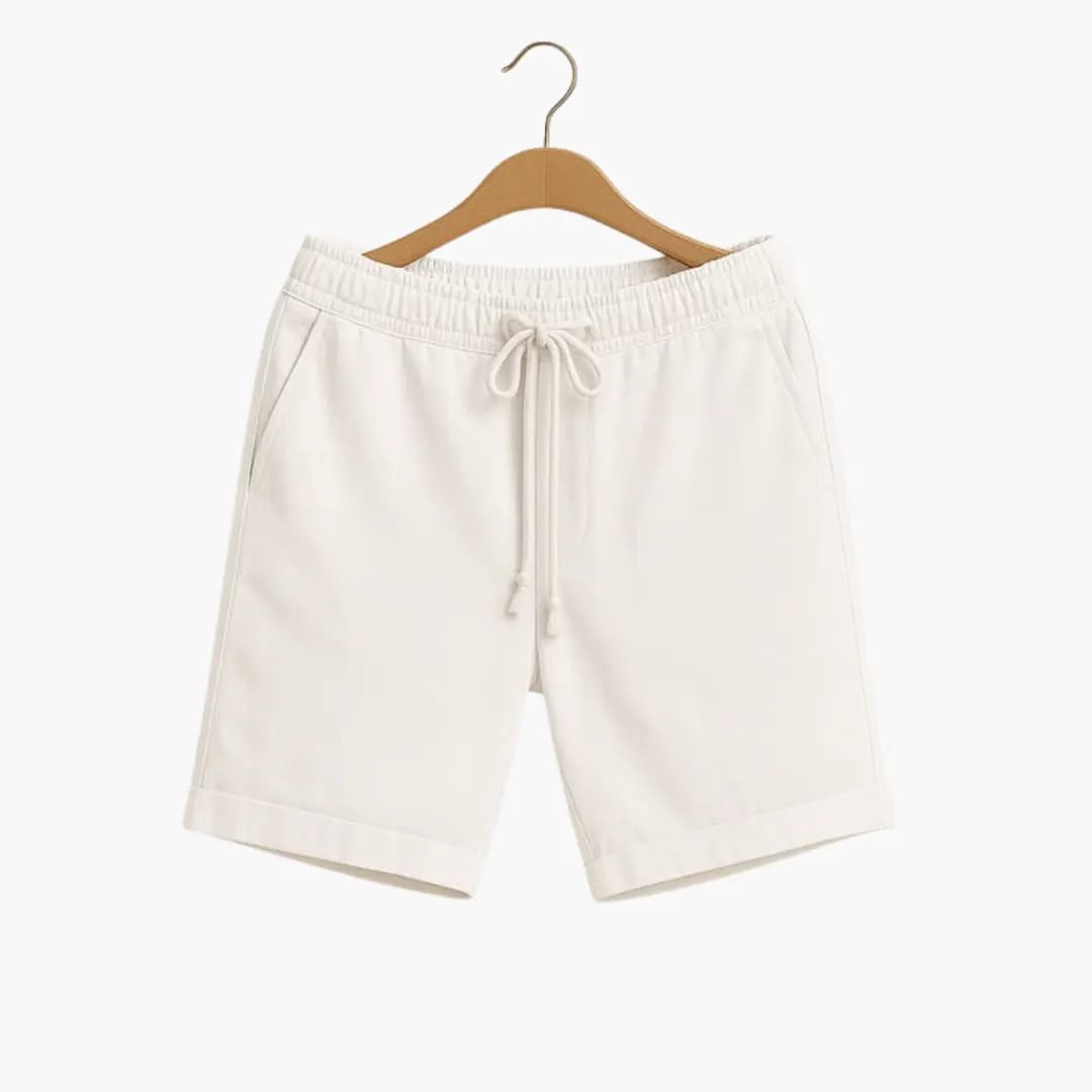 Men's Shorts with Drawstring and Side Pockets by Wilfred Smith, cream/white jogger shorts
