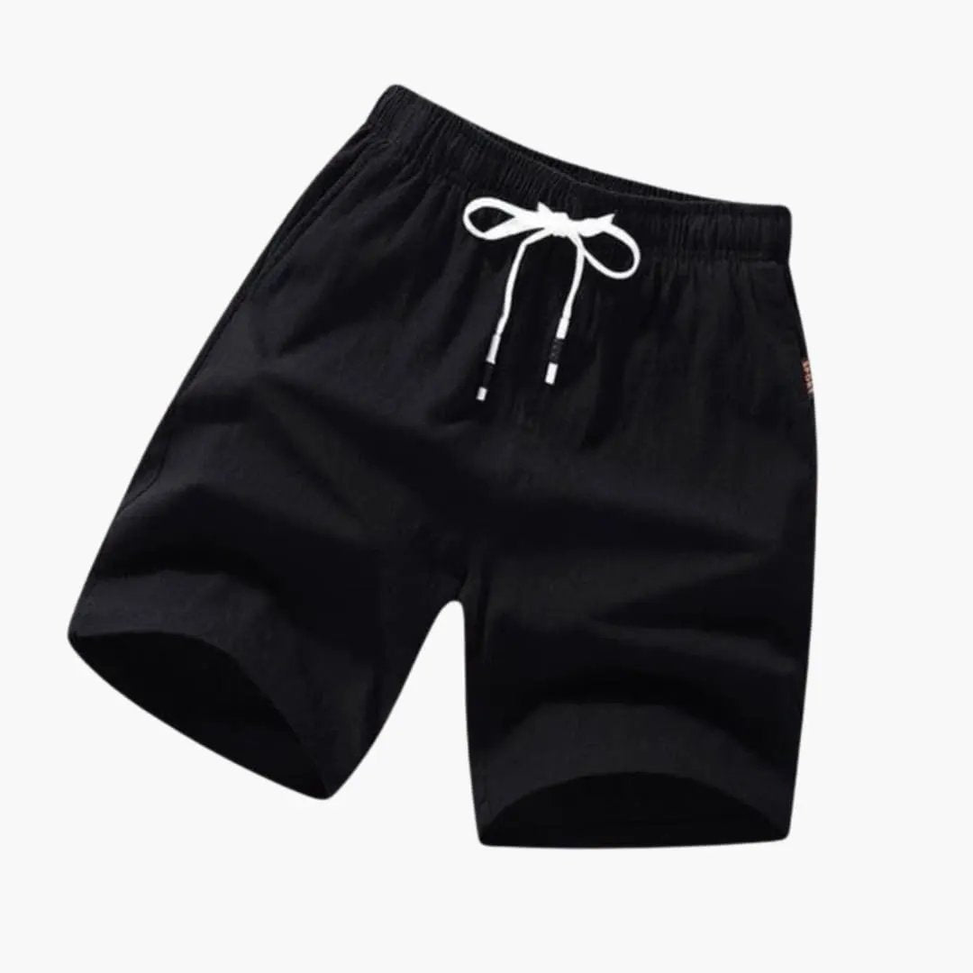 Men's swim shorts with drawstring and side pockets, knee-length, black by Wilfred Smith