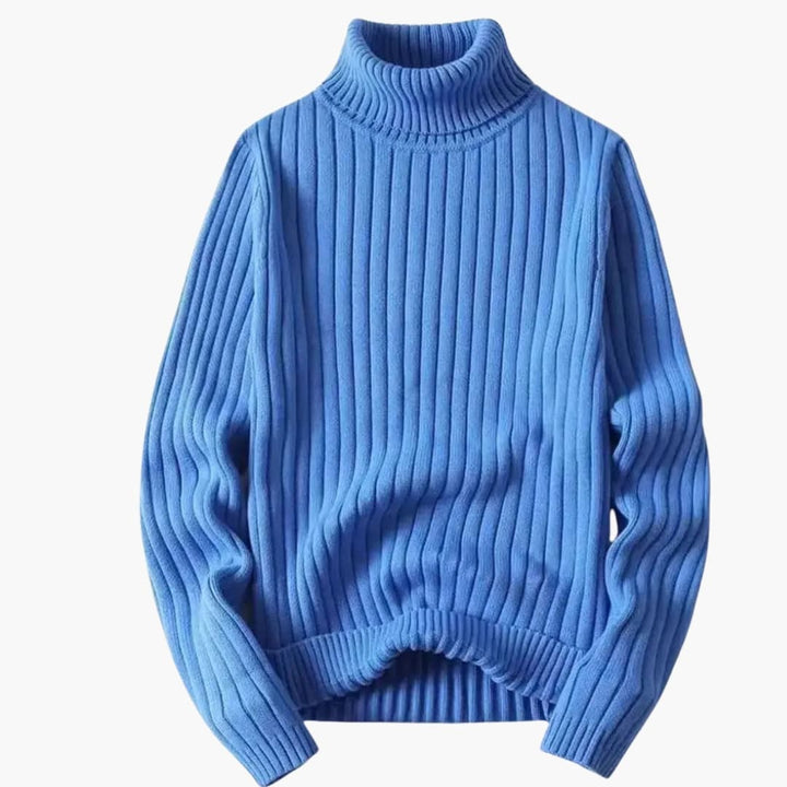 Unisex Turtleneck Sweater with Ribbed Texture and Long Sleeves