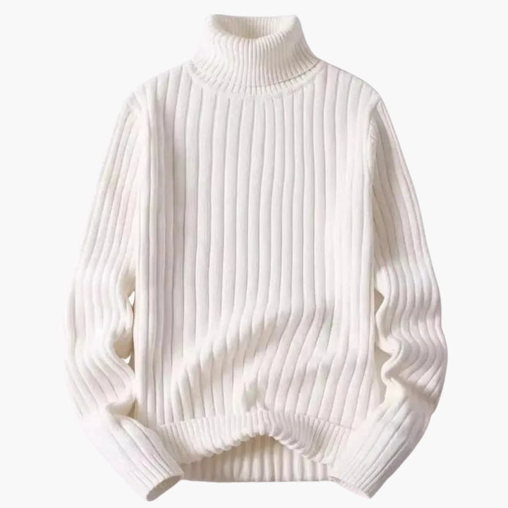 Unisex Turtleneck Sweater with Ribbed Texture and Long Sleeves