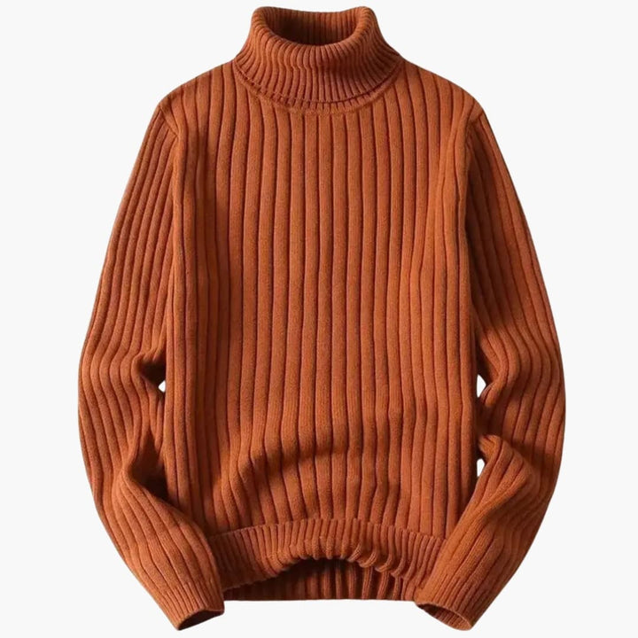 Unisex Turtleneck Sweater with Ribbed Texture and Long Sleeves