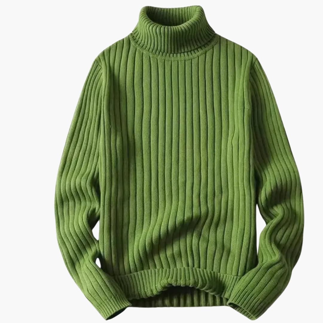 Unisex Turtleneck Sweater with Ribbed Texture and Long Sleeves