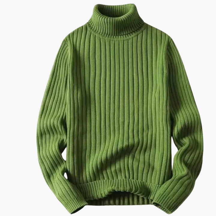 Unisex Turtleneck Sweater with Ribbed Texture and Long Sleeves