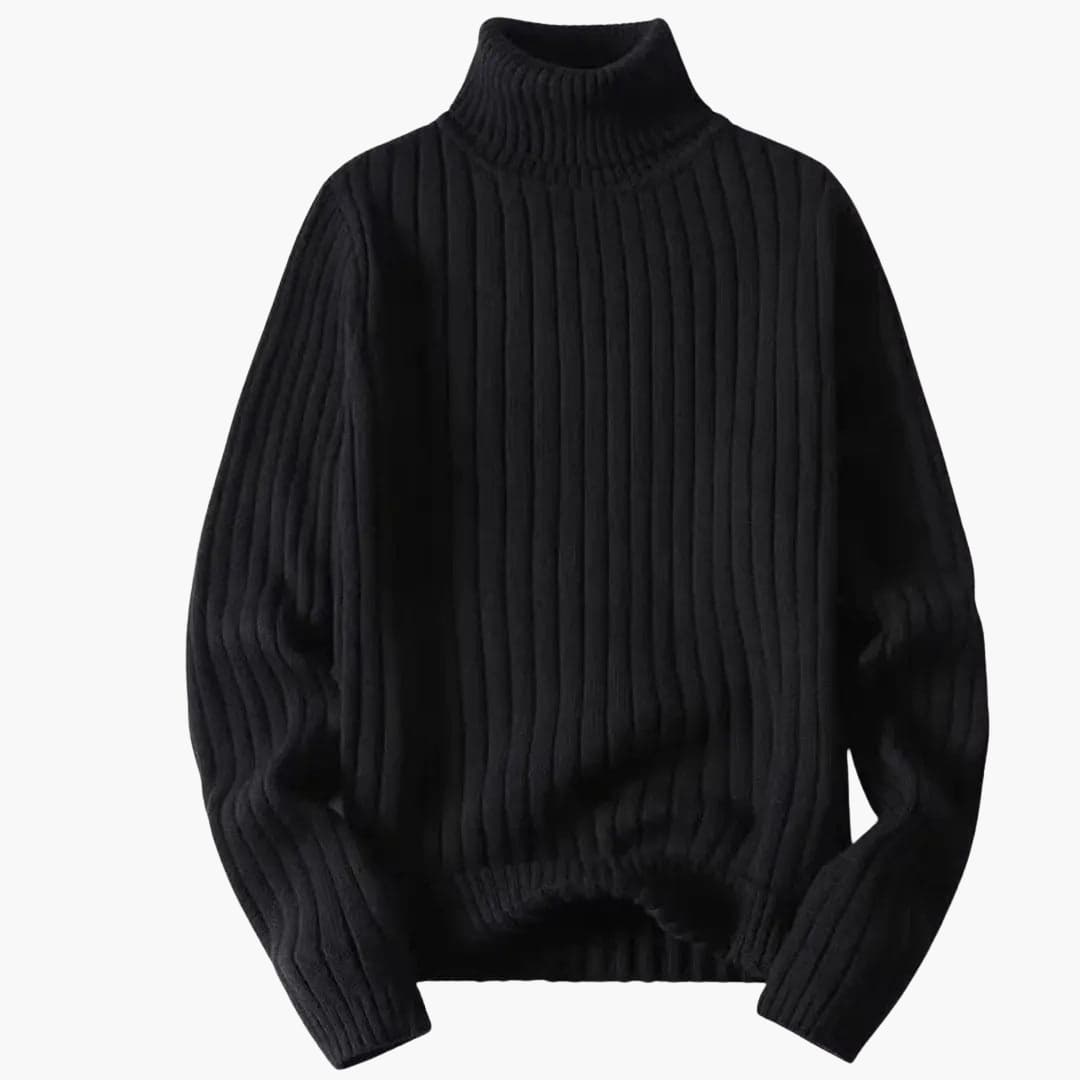 Unisex Turtleneck Sweater with Ribbed Texture and Long Sleeves
