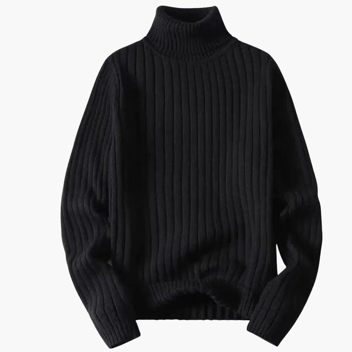 Unisex Turtleneck Sweater with Ribbed Texture and Long Sleeves