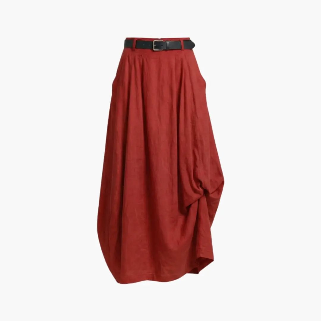 Women's A-Line Skirt Wilfred Smith in red with black belt