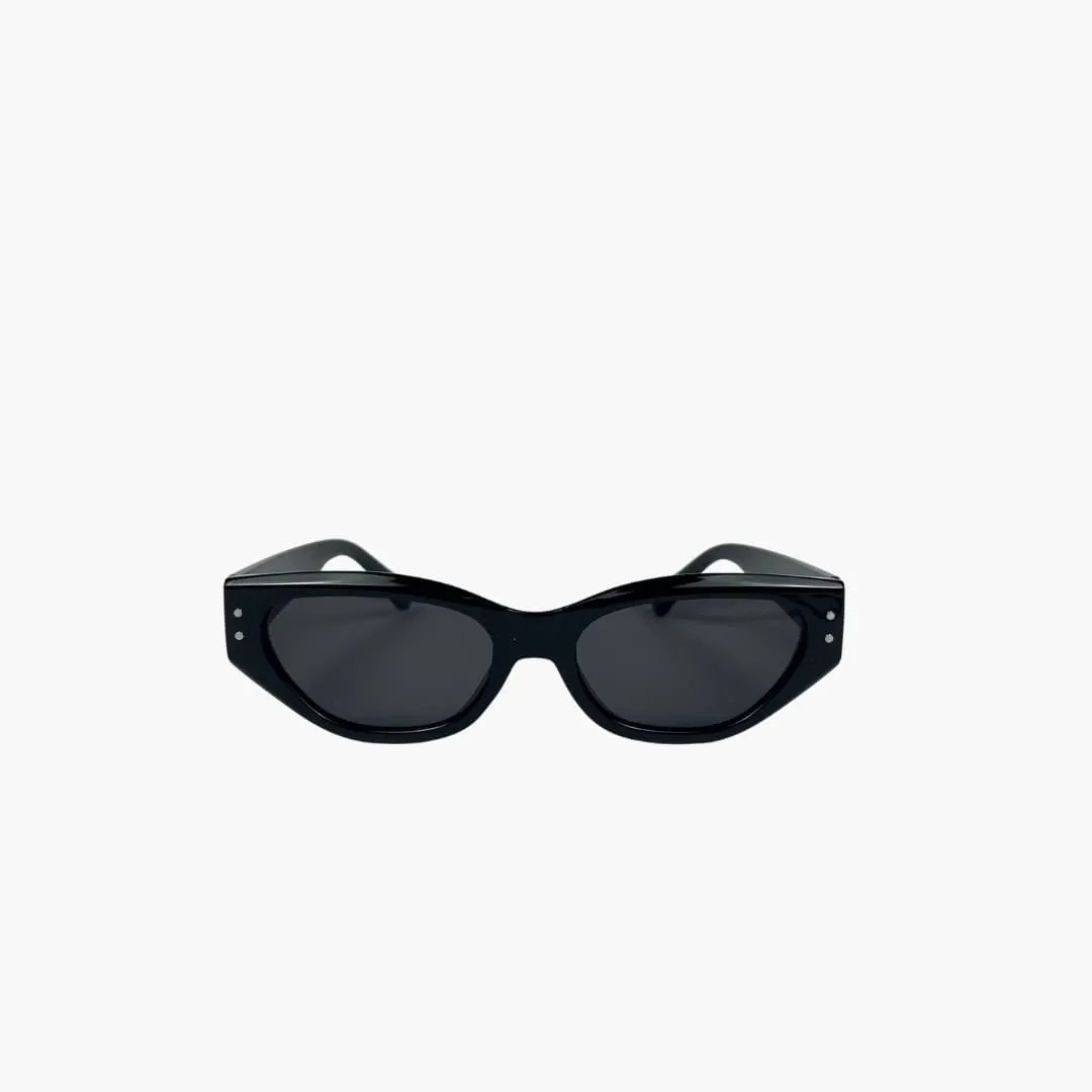 Women's Cat-Eye Sunglasses by Wilfred Smith, glossy black frame with UV protection