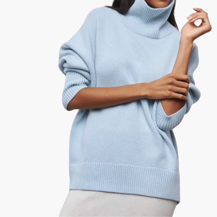 Women’s High Neck Jumper with Ribbed Hem and Long Sleeves