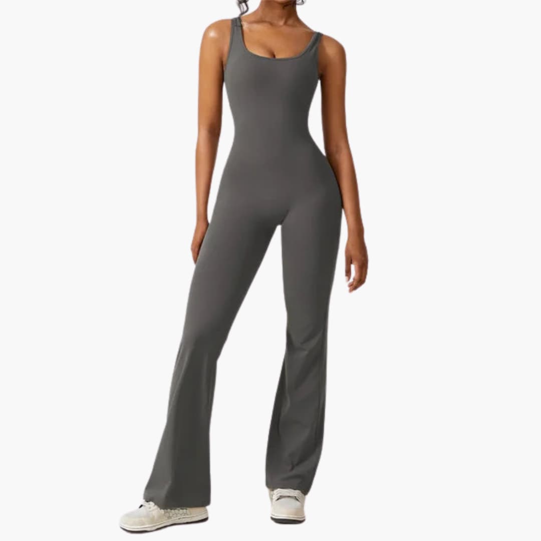Women’s Open Back Wide Leg Jumpsuit, gray, one-piece jumpsuit