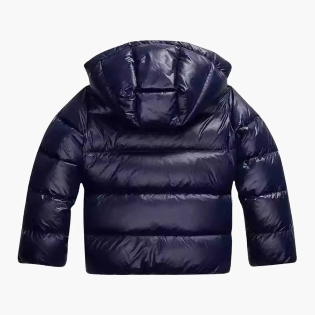 Women's Quilted Puffer Jacket with Hood in navy blue