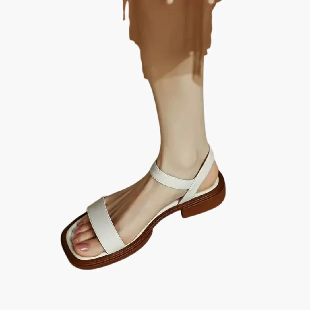 Wilfred Smith women's white sandals with adjustable ankle strap and block heel