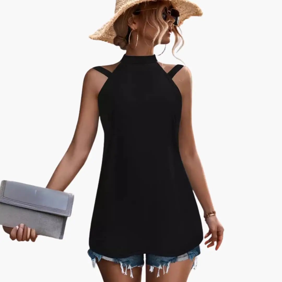 Women's Sleeveless High-Neck Tunic Top by Wilfred Smith, black