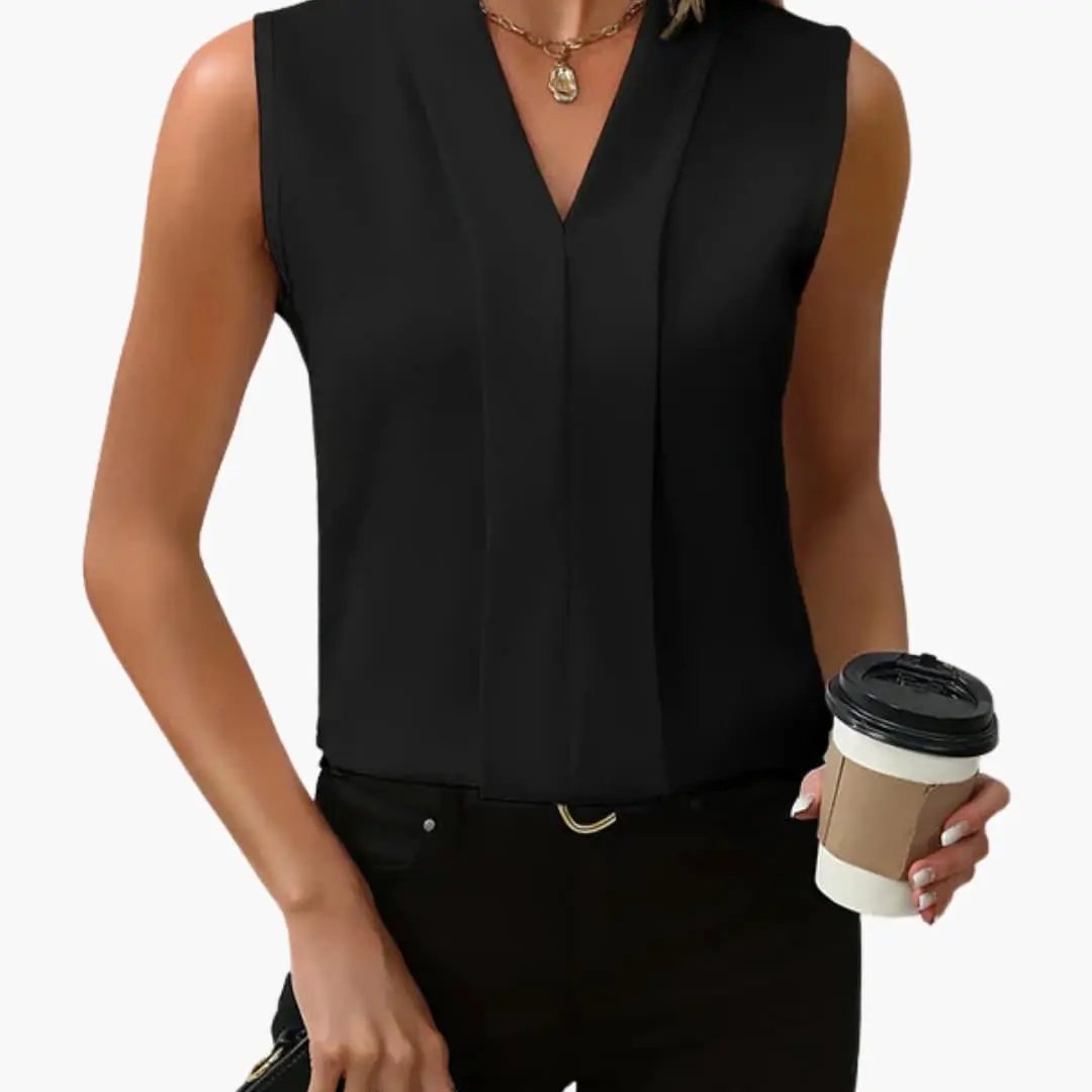 Women's sleeveless tank top by Wilfred Smith in black, regular fit