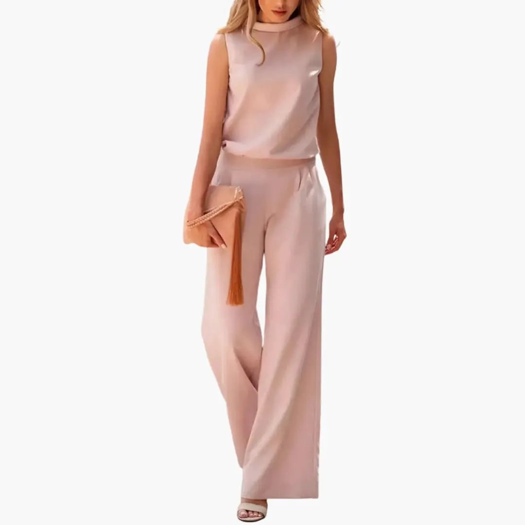 Women's sleeveless wide-leg jumpsuit by Wilfred Smith in blush pink