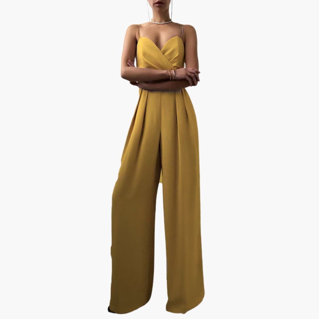 Women's Spaghetti Strap Wide-Leg Jumpsuit by Wilfred Smith in mustard yellow