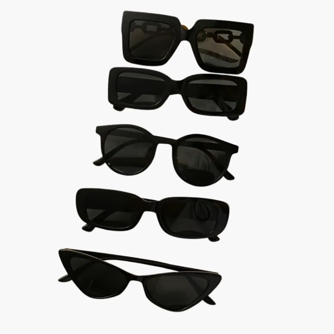 Women's Sunglasses Set, 5-pack with black frames and polycarbonate lenses