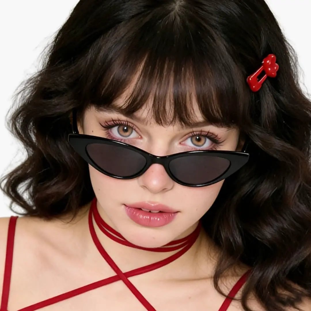 Women's cat-eye sunglasses with black frame and UV400 lenses.