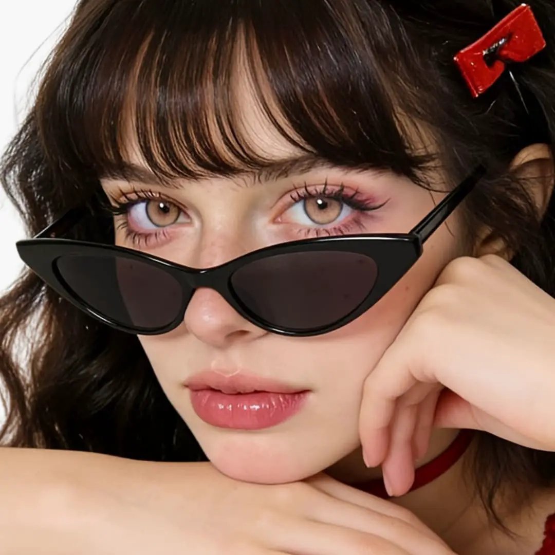 Women's cat-eye sunglasses with black frame and UV400 lenses.
