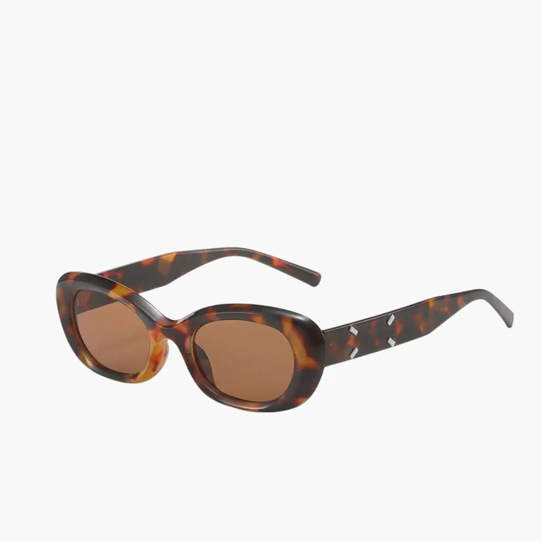 Women's sunglasses with tortoiseshell rounded-square frame and brown lenses