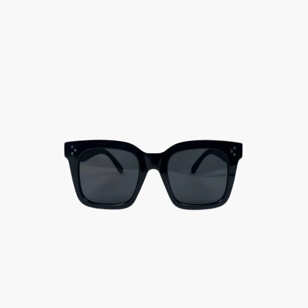 Women's sunglasses with square black frame and stud details