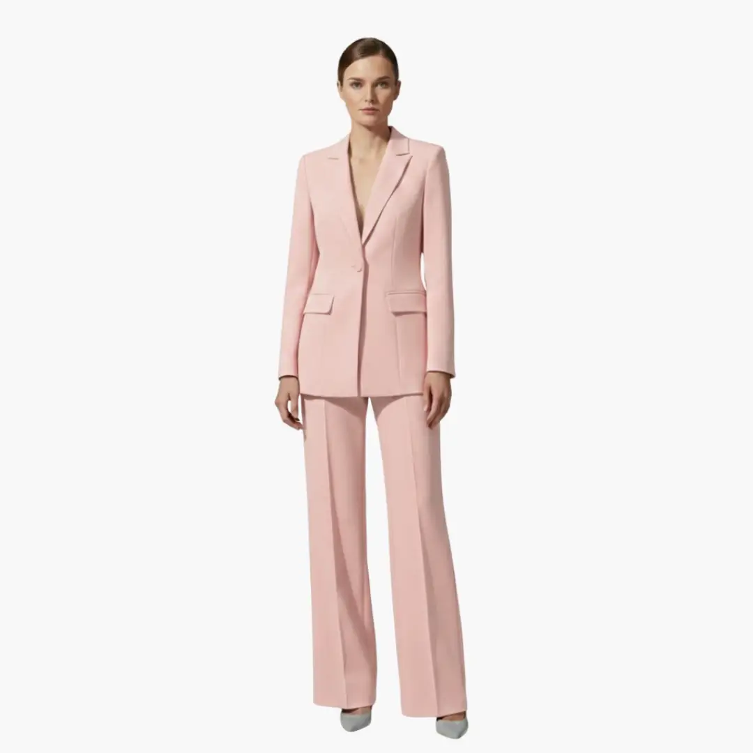 2-piece pink blazer and pants suit set for women by Wilfred Smith