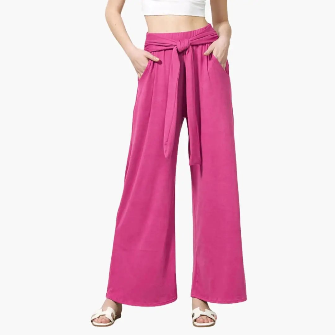 Women's Wide-Leg Pants by Wilfred Smith in pink with tie belt and side pockets